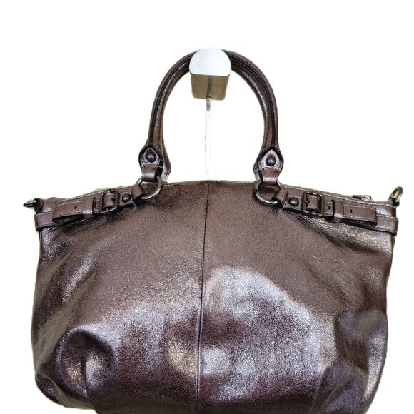 Like New Coach Madison Sophia In Metallic Pewter Shoulder Bag Handbag Purse - Picture 3 of 14